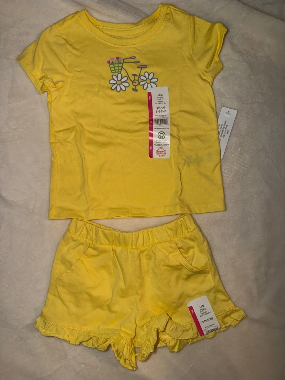 🌼NWT Yellow Daisy Bike and Ruffled Shorts Matching Baby Outfit🌼